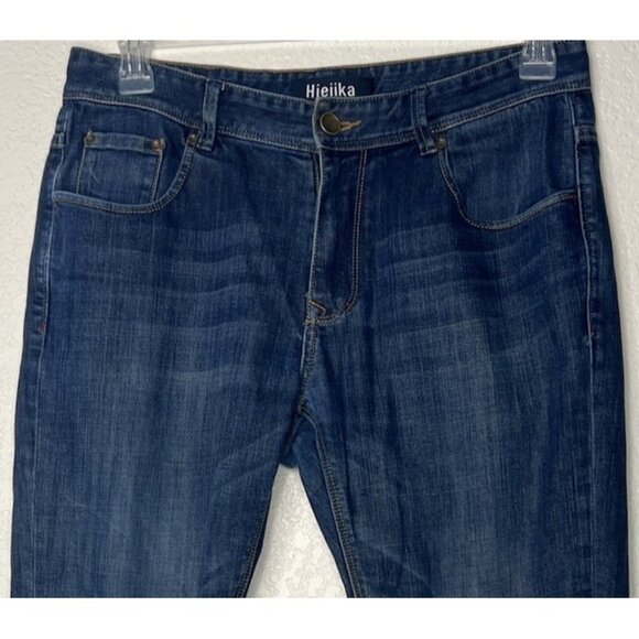 Hieiika “Handsome Man” Denim Jeans  Dark Blue Sz 33 X 27.5 Mid-rise Dark Wash - Picture 3 of 11